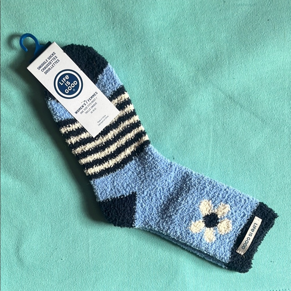 Life is Good Blue Striped Socks
